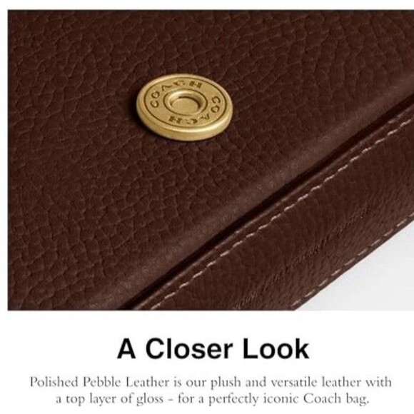 Coach Mila Crossbody Bag Polished Pebble Leather Merlot Gold Chain New with Tags - Picture 4 of 15